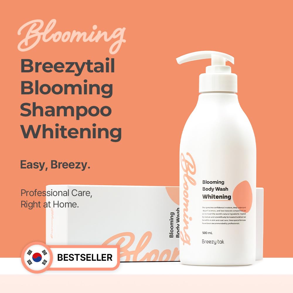 Breezytail Blooming Whitening Dog Shampoo, Loved By Top Korean Groomers, Deep Cleansing With Natural Ingredients For Radiant Coa