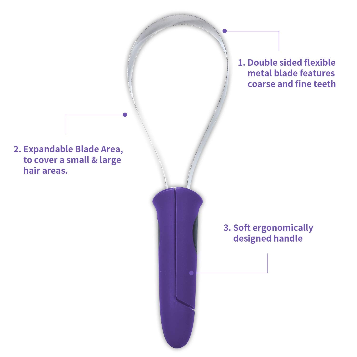 Both Winners Dual-Sided Shedding Blade With Stainless Steel Blade De-Shedding Tool For All Dog Coat Types- Soft Touch Grip (Purp