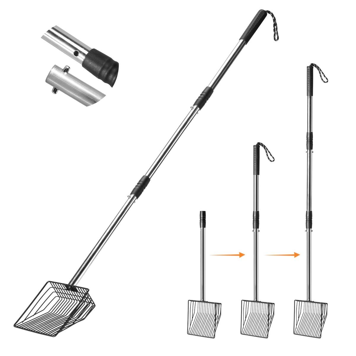Petocat Cat Litter Scoop 43 Inch Metal Litter Scooper With Stainless Steel Long Handle, Upgraded Large Kitty Box Scooper Heavy D