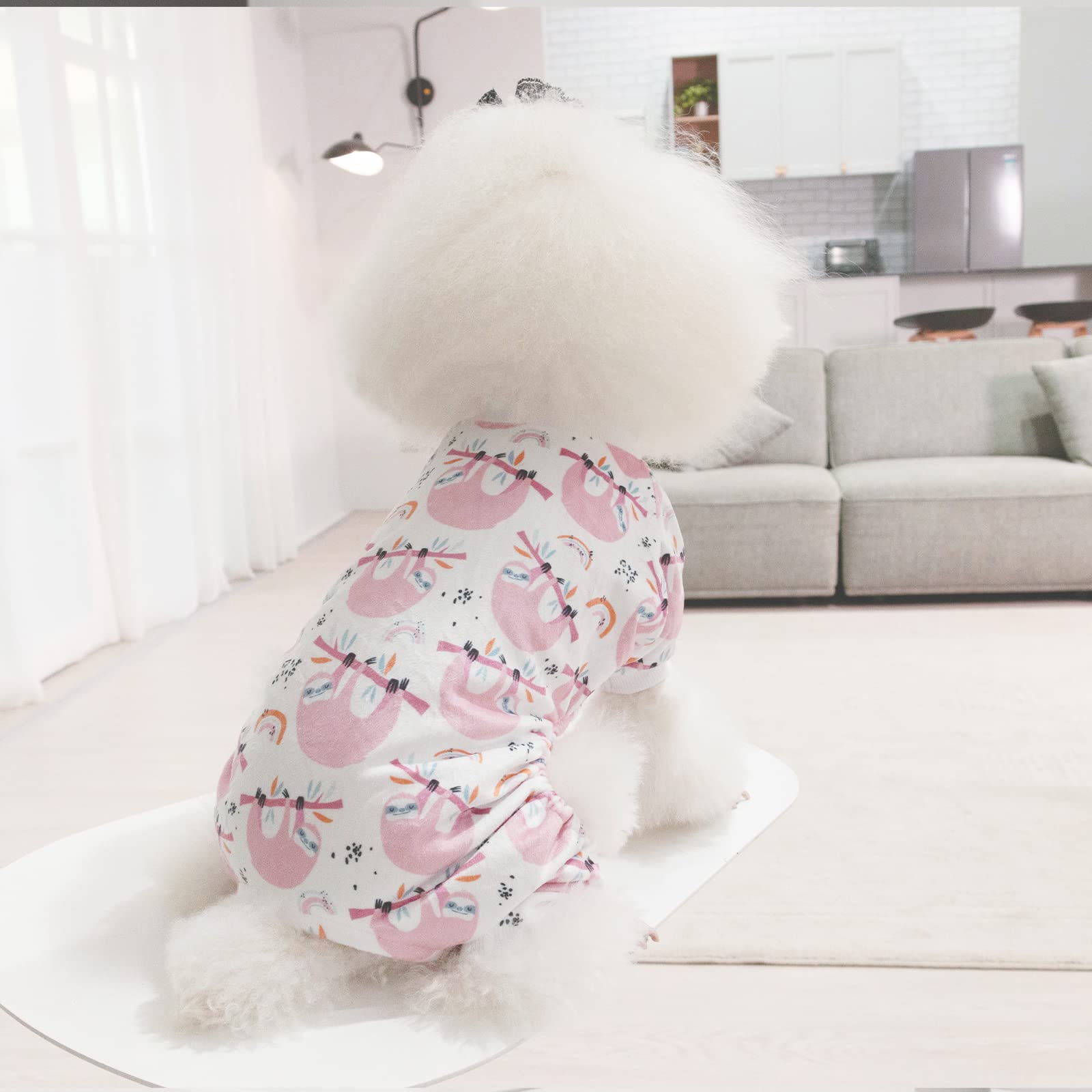 Cutebone Sloth Soft Puppy Pajamas Cute Dog Pjs Fall Jumpsuit Pet Clothes Apparel P263L Large