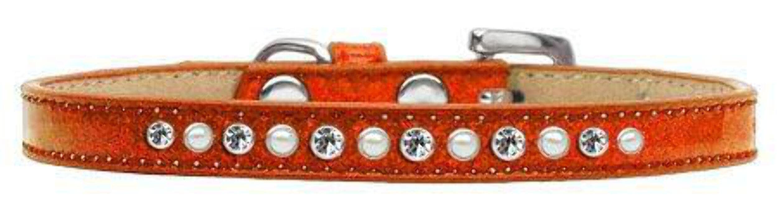 Dog, Puppy and Pet Ice Cream Collar, Pearl & Clear Crystal Rimsets Orange 10