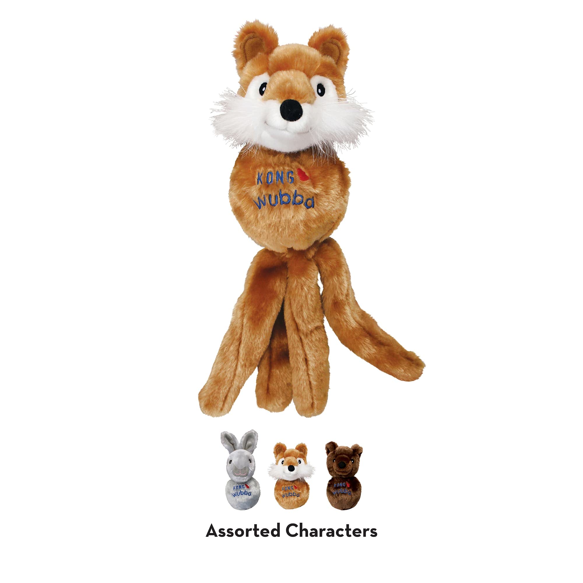 Kong - Wubba Friends - Squeaky Fetch Dog Toy - For Small Dogs (Assorted Characters)