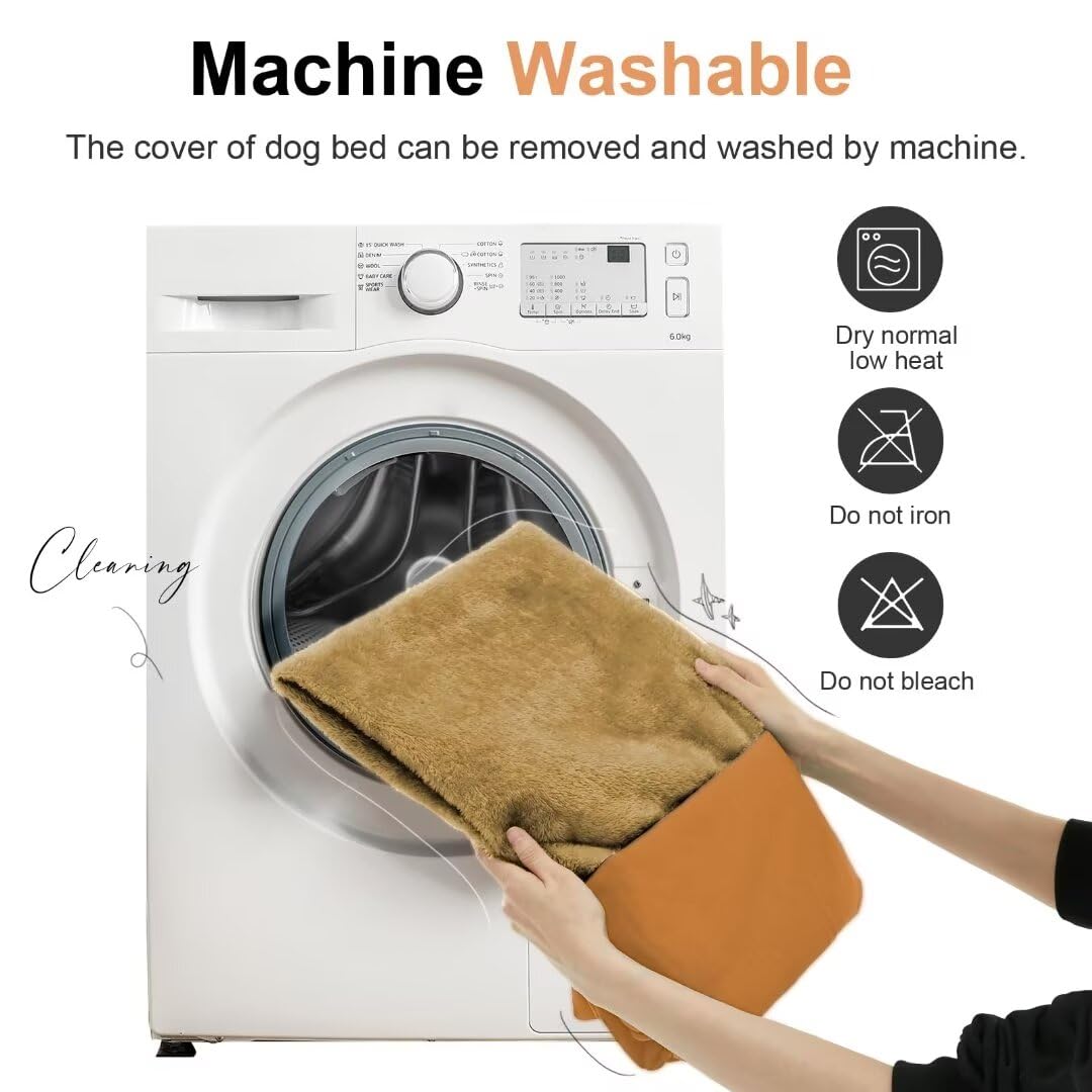 Large Dog Bed Orthopedic Washable: Beds Bolster Xxl Bed Big Xlarge Dogs Egg Crate Foam Sofa Couch Waterproof Removable Cover - Orange