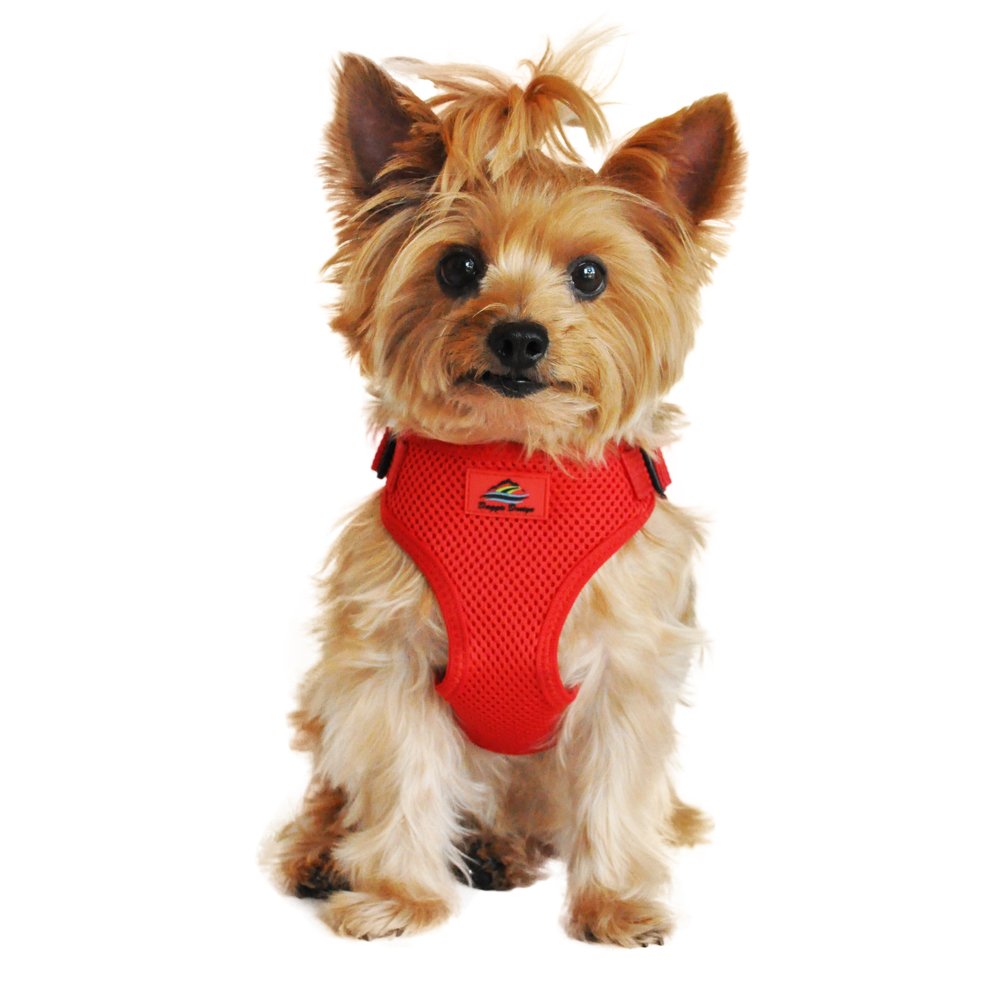 Doggie Design Soft Lightweight Wrap and Snap Choke Free Dog Harness - Flame Red (M)