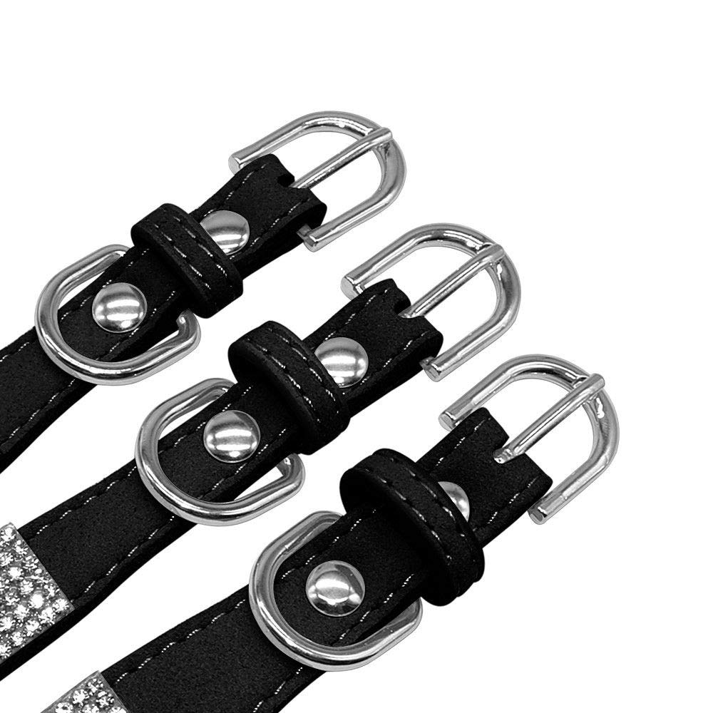 Haoyueer Rhinestone Dog Collar, Cute Dazzling Sparkling Soft Suede Leather Dog Cat Rhinestone Collar Crystal Diamond Pet Dog Puppy Collar(Purple,L Fit Neck 38-46 Cm)