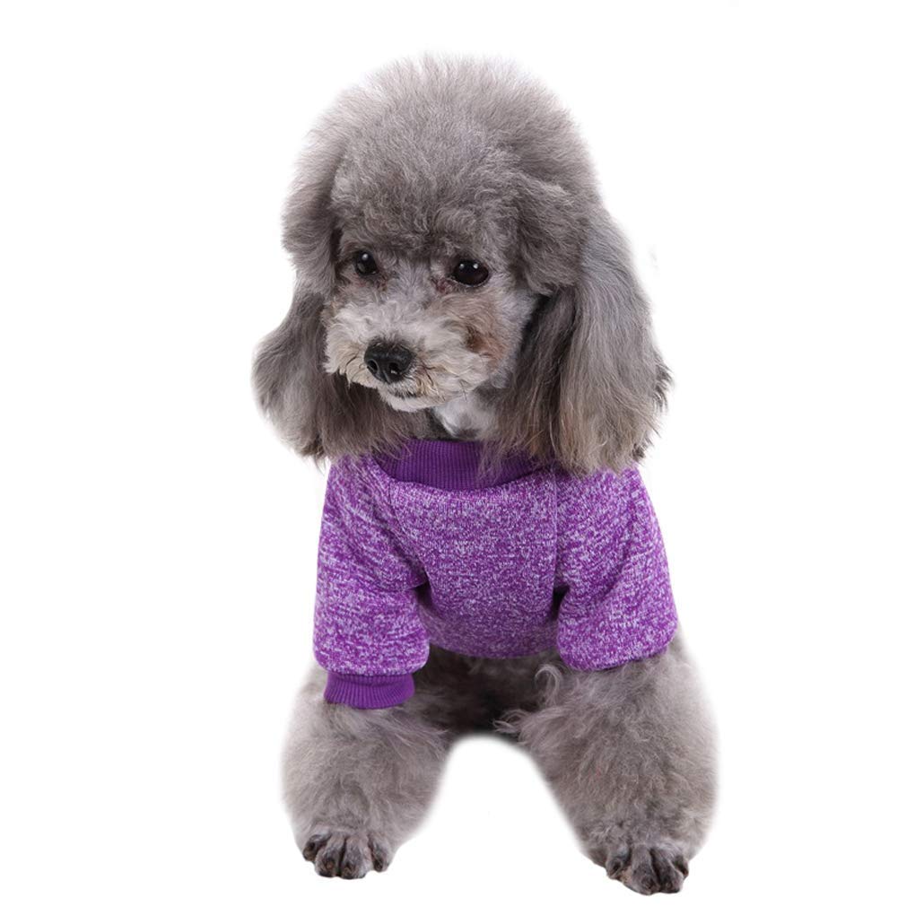 Jecikelon Pet Dog Clothes Dog Sweater Soft Thickening Warm Pup Dogs Shirt Winter Puppy Sweater For Dogs (Purple, M)