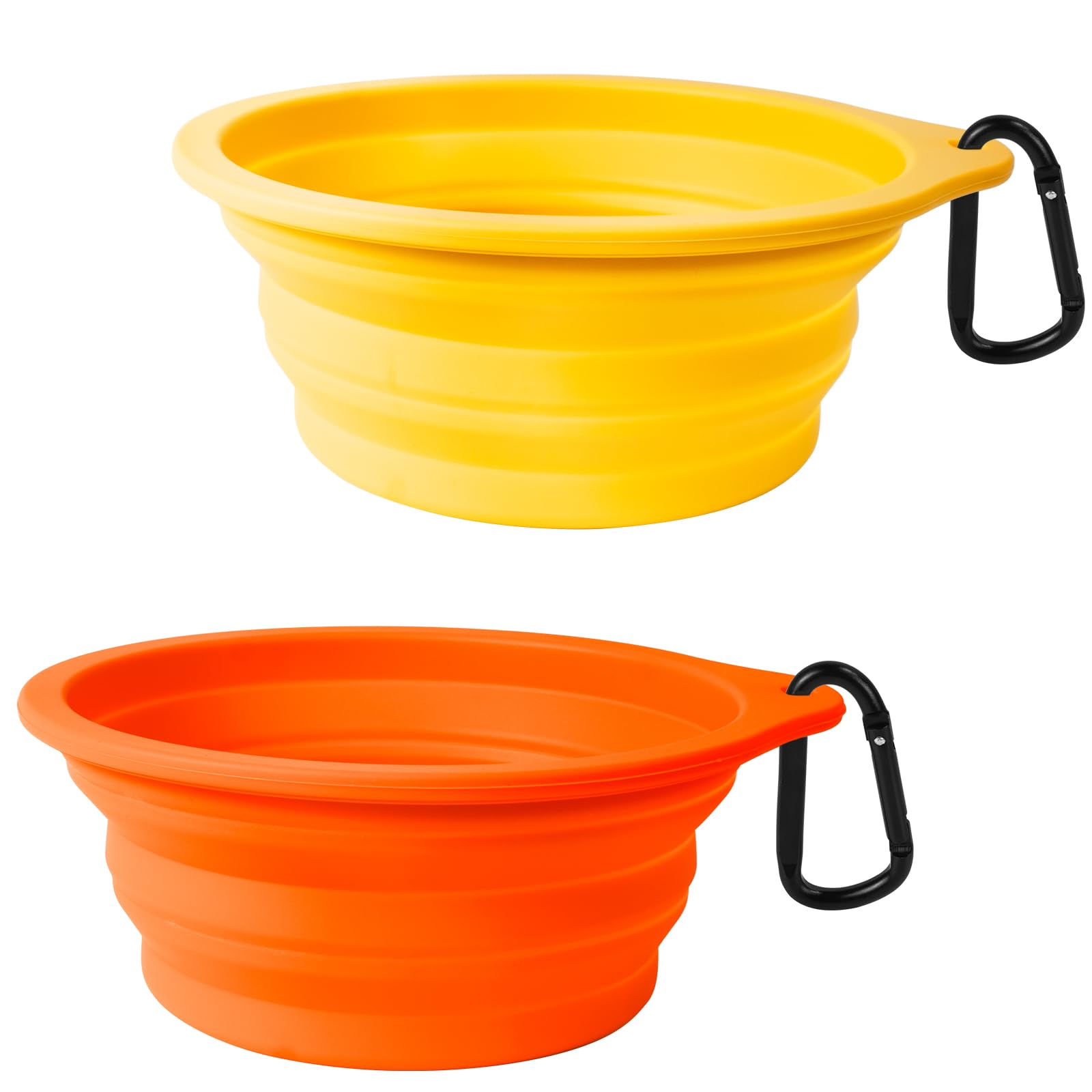 PetBonus 2-Pack Large Silicone Collapsible Dog Bowls, 34oz/1000ml BPA Free Portable Foldable Travel Bowl for Pet Cat, Food Water
