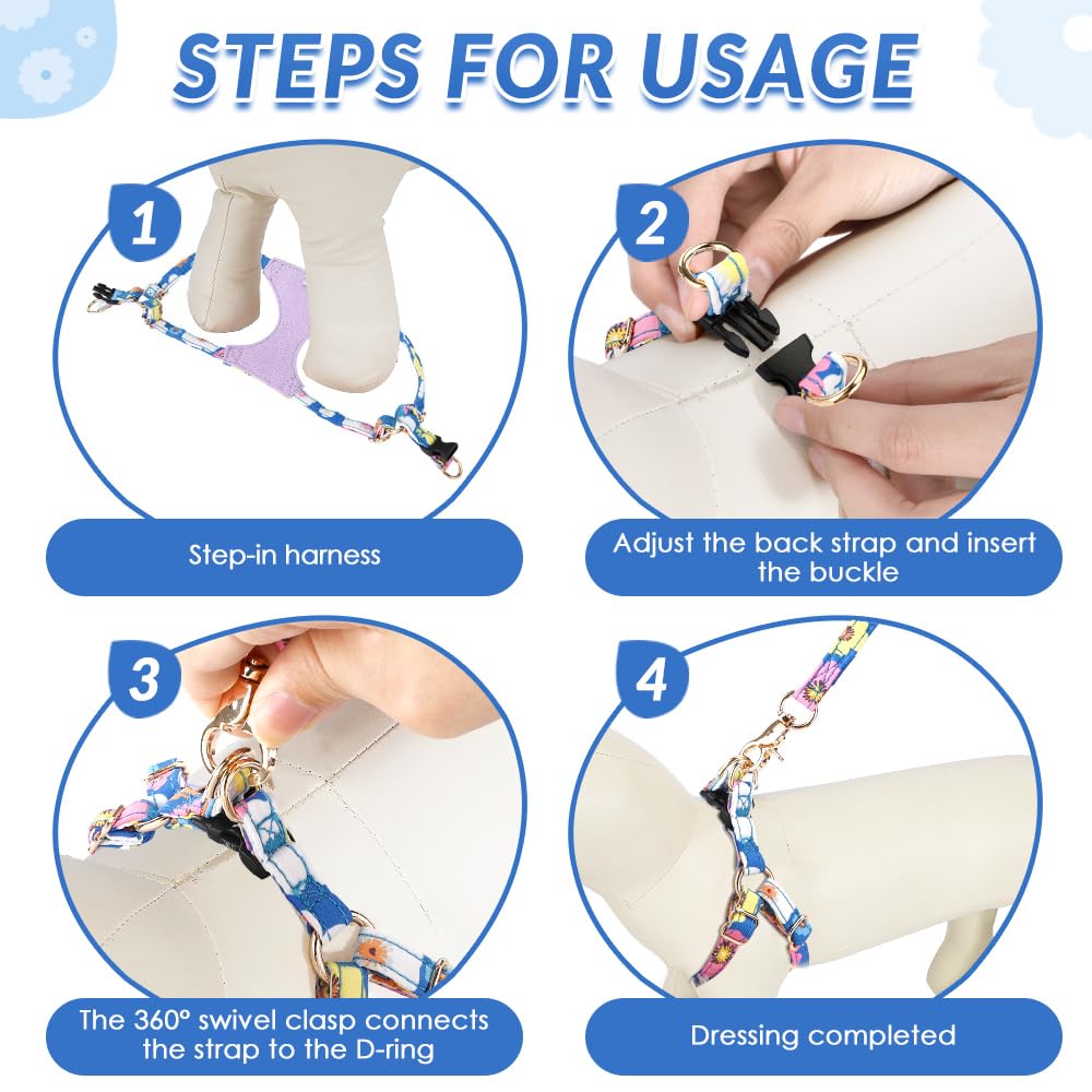 Lukovee Puppy Harness And Leash Set, No Pull Lightweight Soft Suede Adjustable Pet Harness Vest With Snap Buckle For Puppy Small