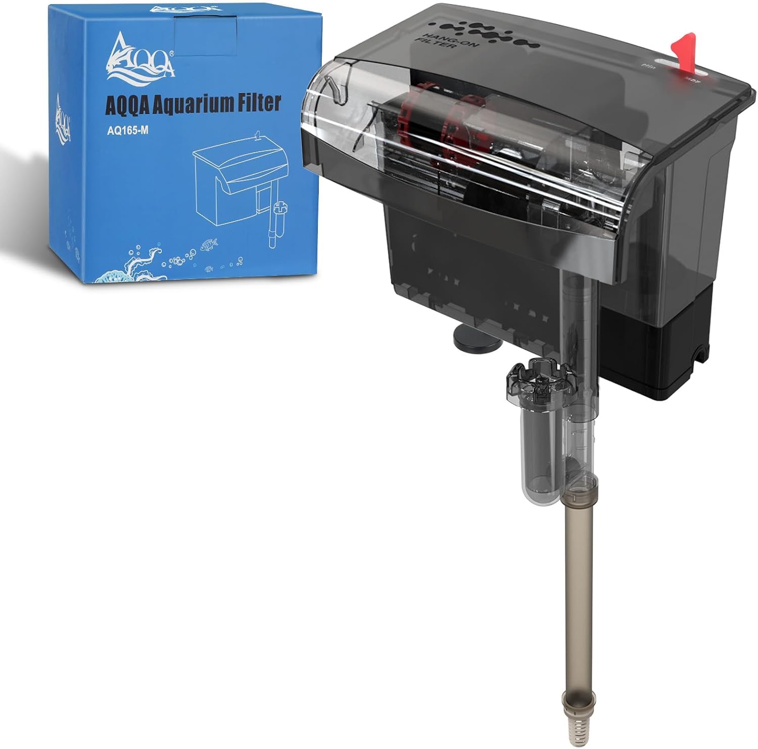 AQQA Aquarium Filter 10-30 Gallon Fish Tank Filters with Bio-Wheel Power, Hang on Back Aquarium Filter, Adjustable Flow Hob Filt