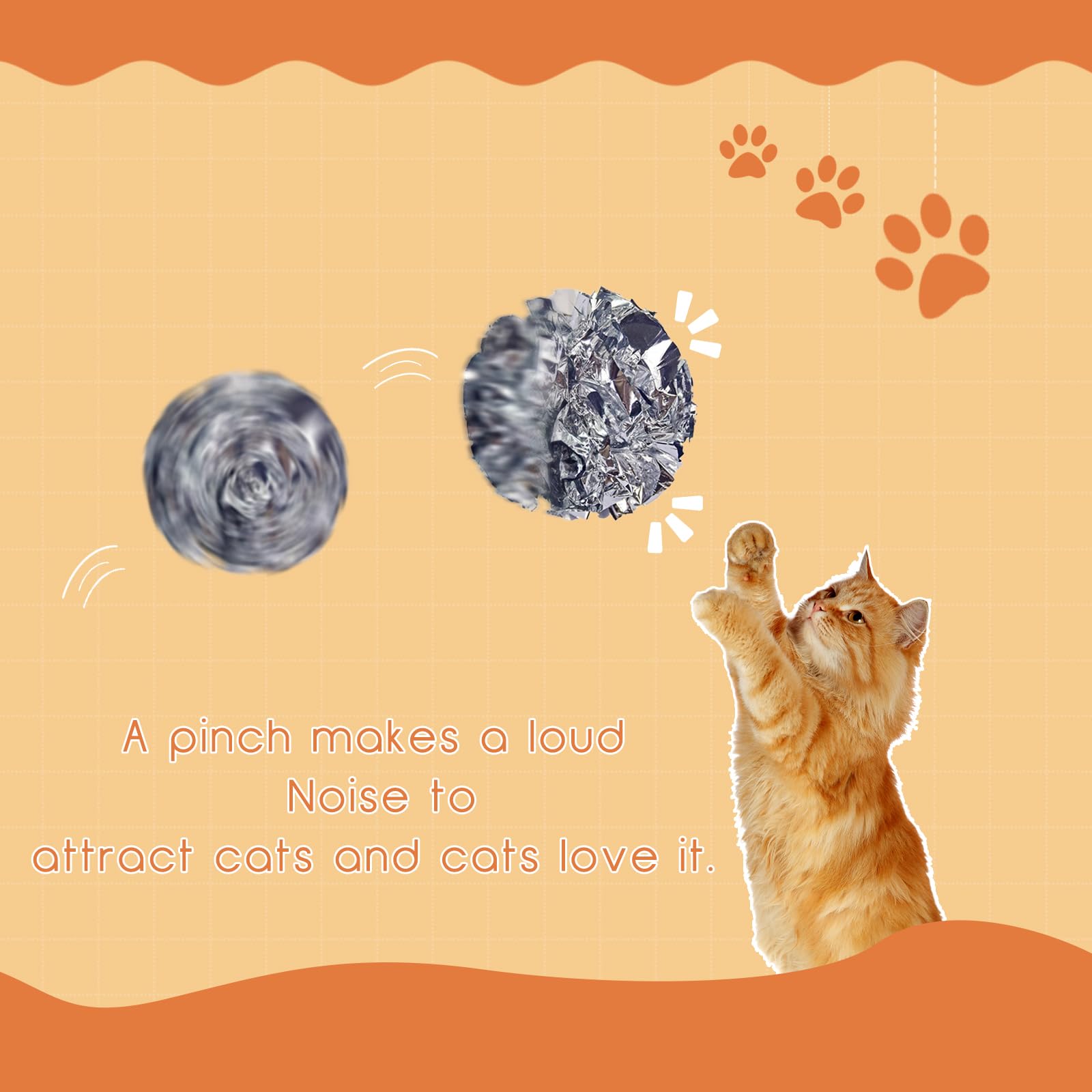 Andiker Cat Crinkle Balls, 2.36 Inches 6 Colors 12pcs Cat Balls Chew and Chase Kitten Mylar Crinkle Ball Lightweight Cats Toys f