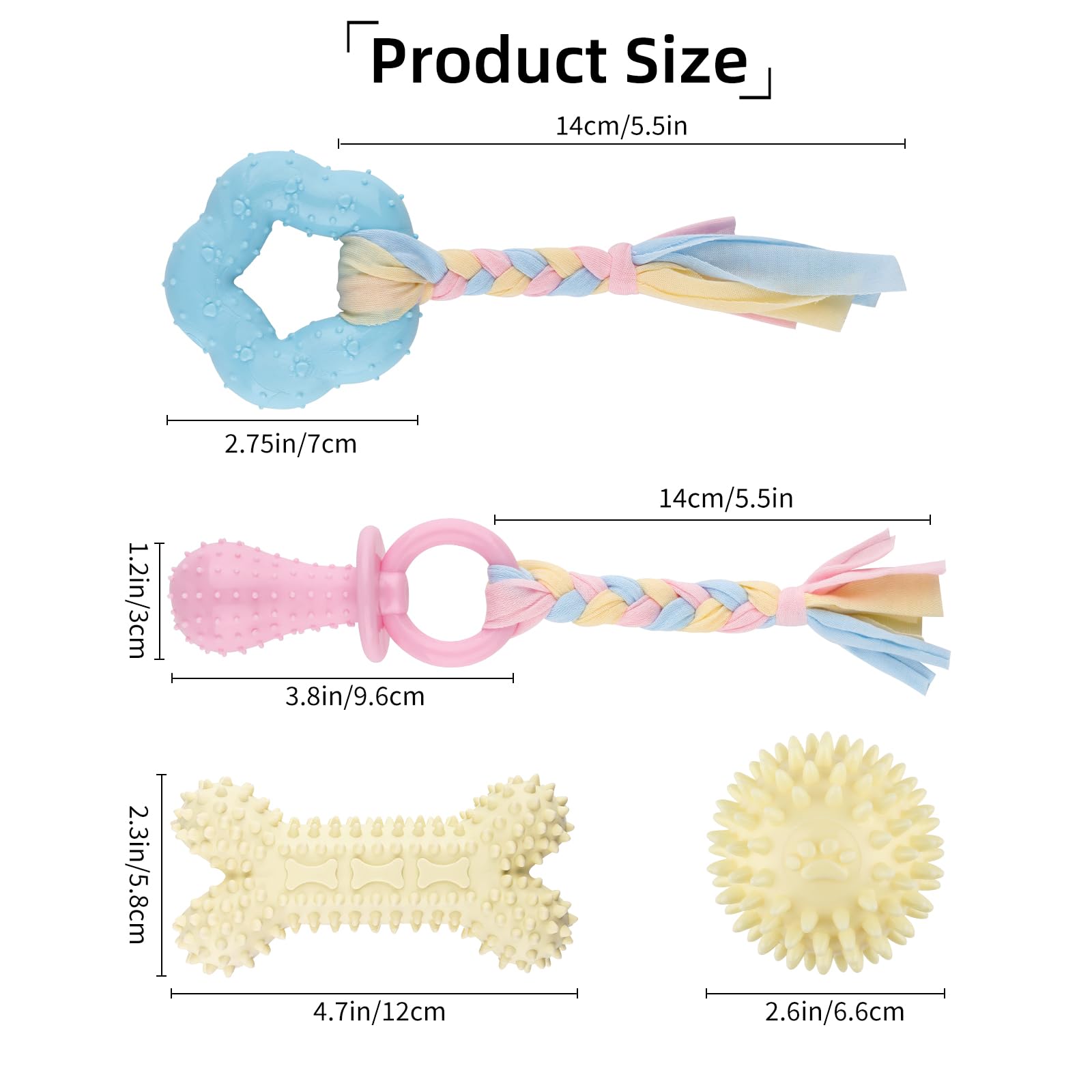 4 Pcs Puppy Chew Toys For Teething Small Breed, Puppy Teething Ring, Soft Rubber Durable Dog Teething Toys, Rope Dog Toys, Funny