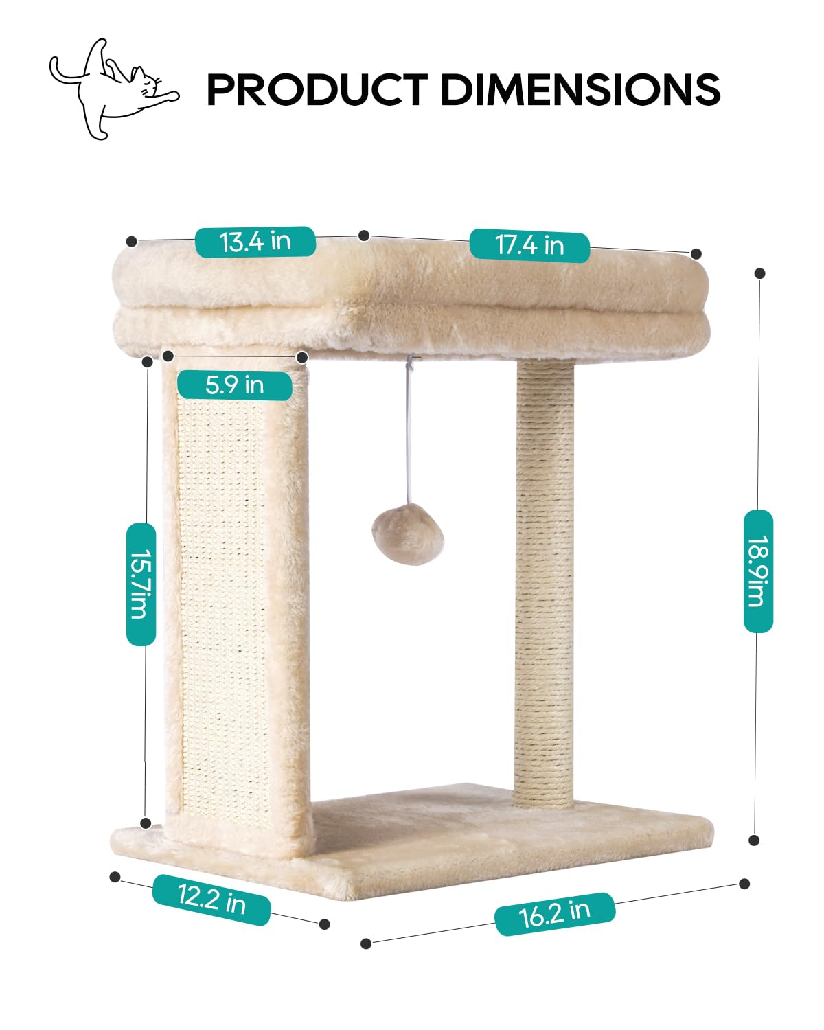 Syandlvy Small Cat Tree For Indoor Cats, Scratching Board With Perch, Scratching Post For Small Cats, Kittens Scratcher With 2 D