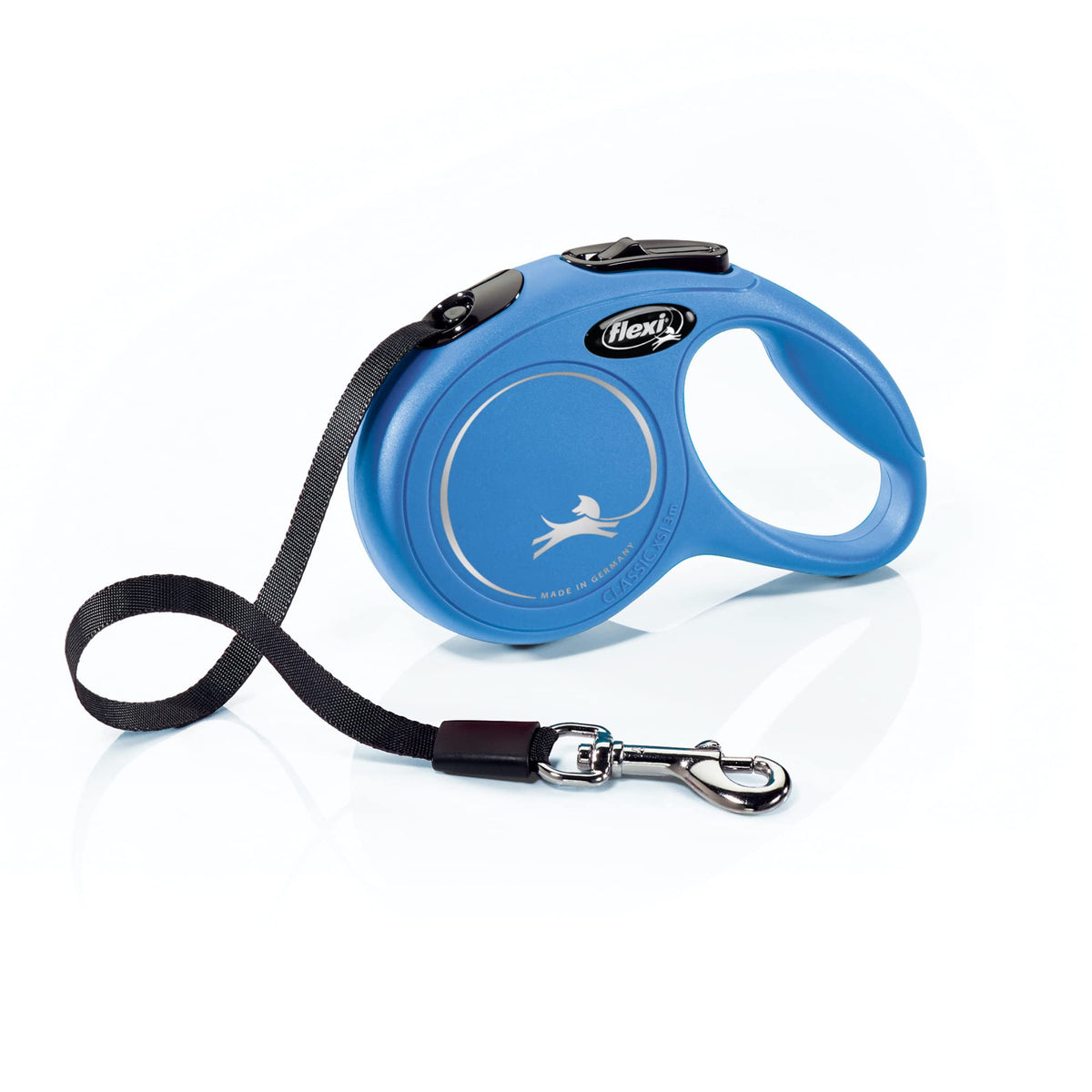 Flexi New Classic Tape Retractable Dog Leash For Small Dogs Upto 26 Lbs. – 10 Ft., Blue | Tangle Free Pet Walking Leash With One-Handed Brake, Pause, Lock|German Quality Product