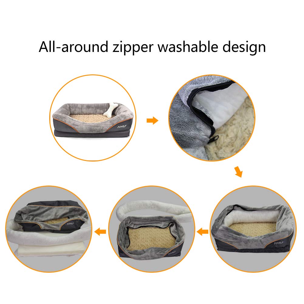 Joyelf Memory Foam Dog Bed Small Orthopedic Dog Bed & Sofa With Removable Washable Cover And Squeaker Toy As Gift