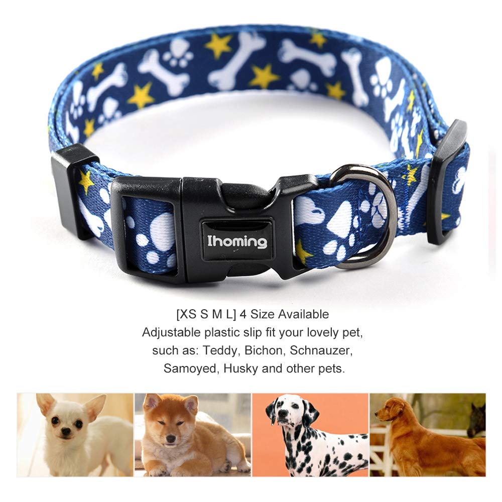 Ihoming Dog Collar And Leash Set For Daily Outdoor Walking Running Training, Bone Design For Large Boys Girls Dogs Cats Pets, L-