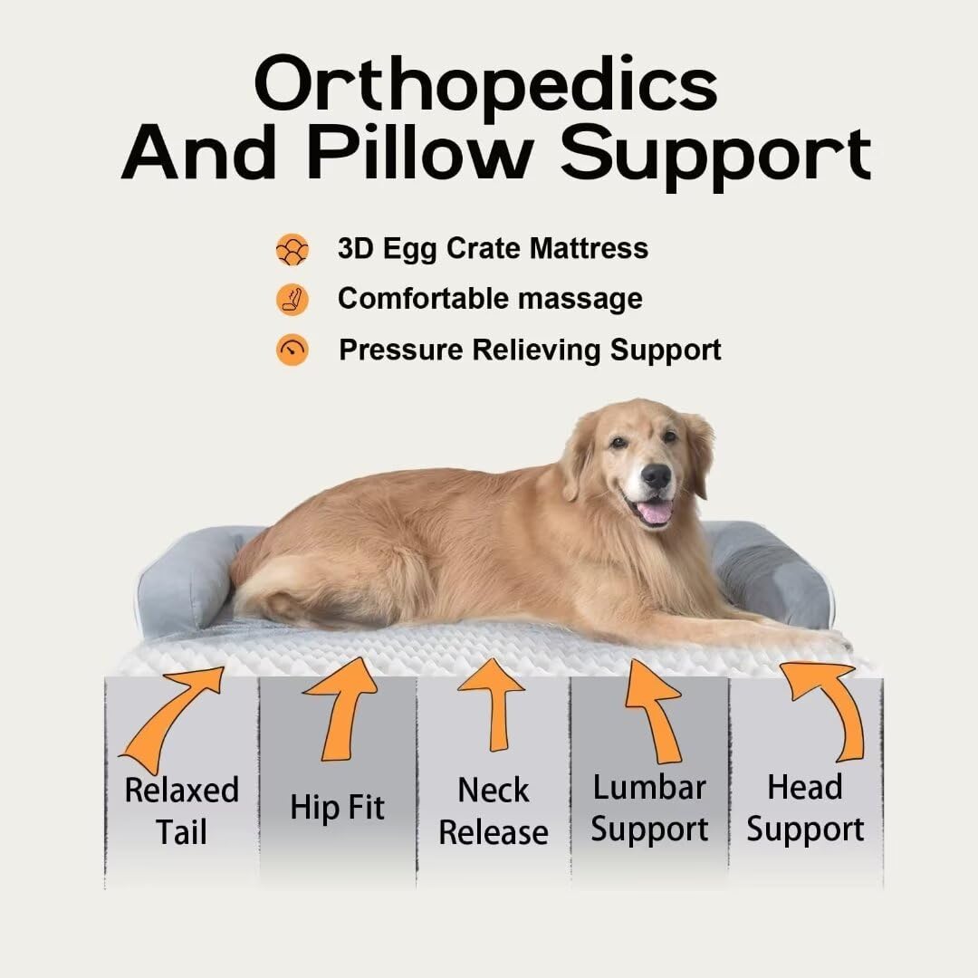 Large Dog Bed Orthopedic Washable: Beds Bolster - Xl Xlarge Extra Big Dogs - Memory Foam - Couch Sofa - Waterproof With Removable Cover