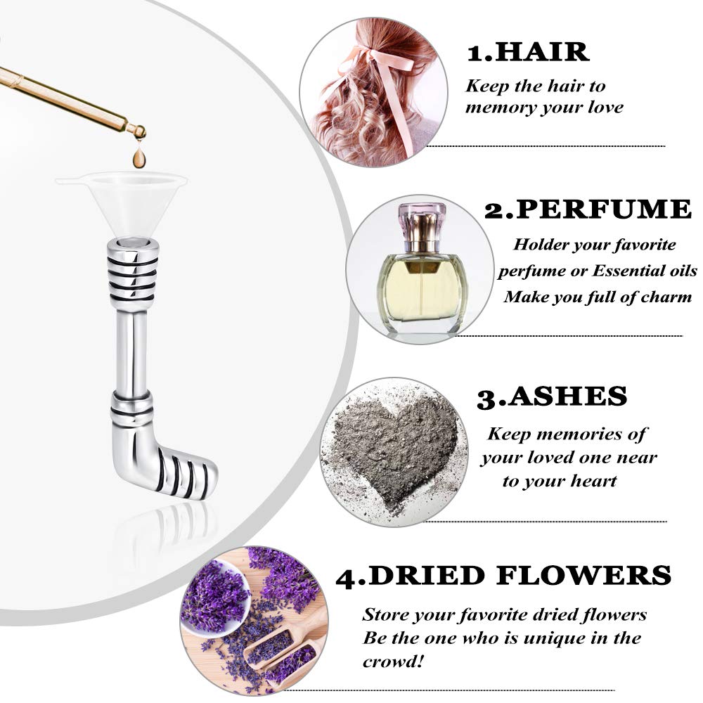 Xsmzb Hockey Stick Cremation Jewelry For Ashes Memorial Urn Pendant Holder Ashes For Pet/Human Stainless Steel Keepsake Urn Neck
