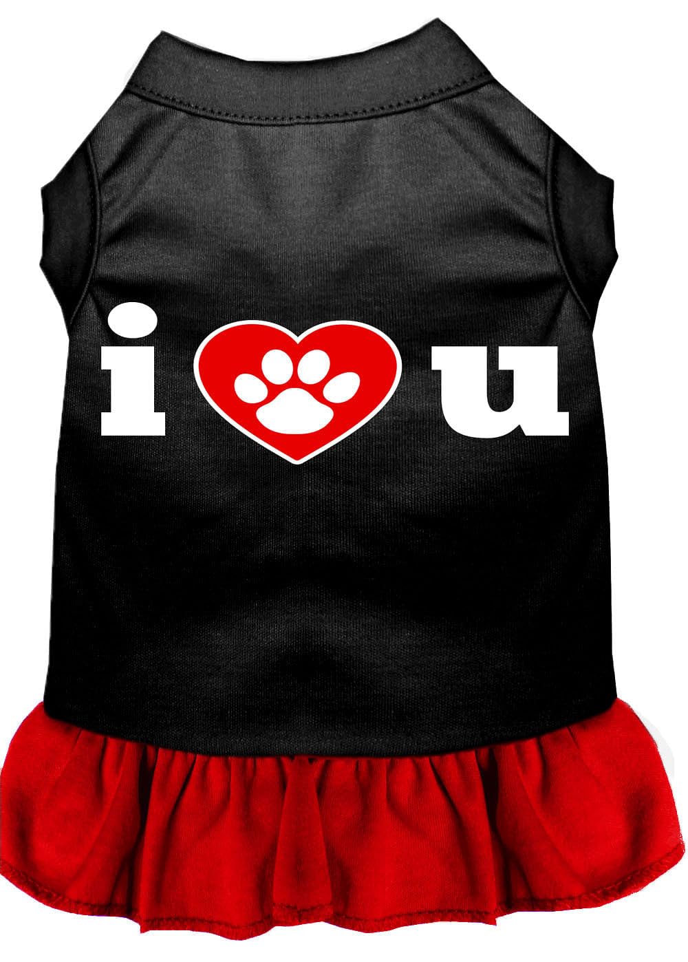 Dog Dress, Screen Printed, I Heart You Black W/Red XL (14-20 lbs.)