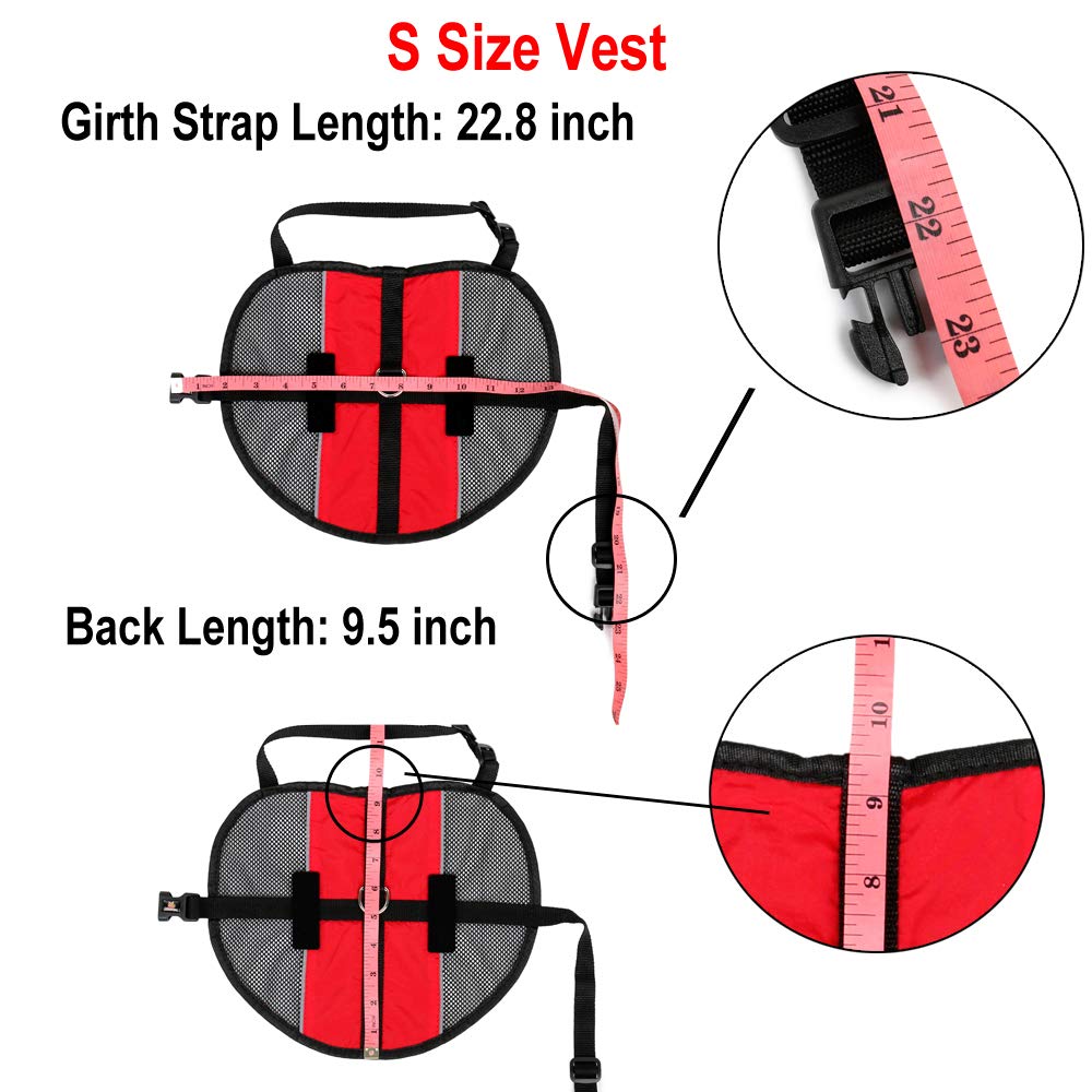 Plutus Pet Service Dog Vest With 2 Removable Patches, Light Weight And Breathable Mesh Service Animal Harness,Perfect For Summer And Hot Days,Red,S,Girth 18.7-22.8'