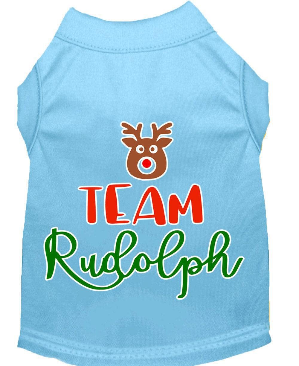 Christmas Pet Dog & Cat Shirt Screen Printed, &quot;Team Rudolph&quot; Green XS (0-3 lbs.)
