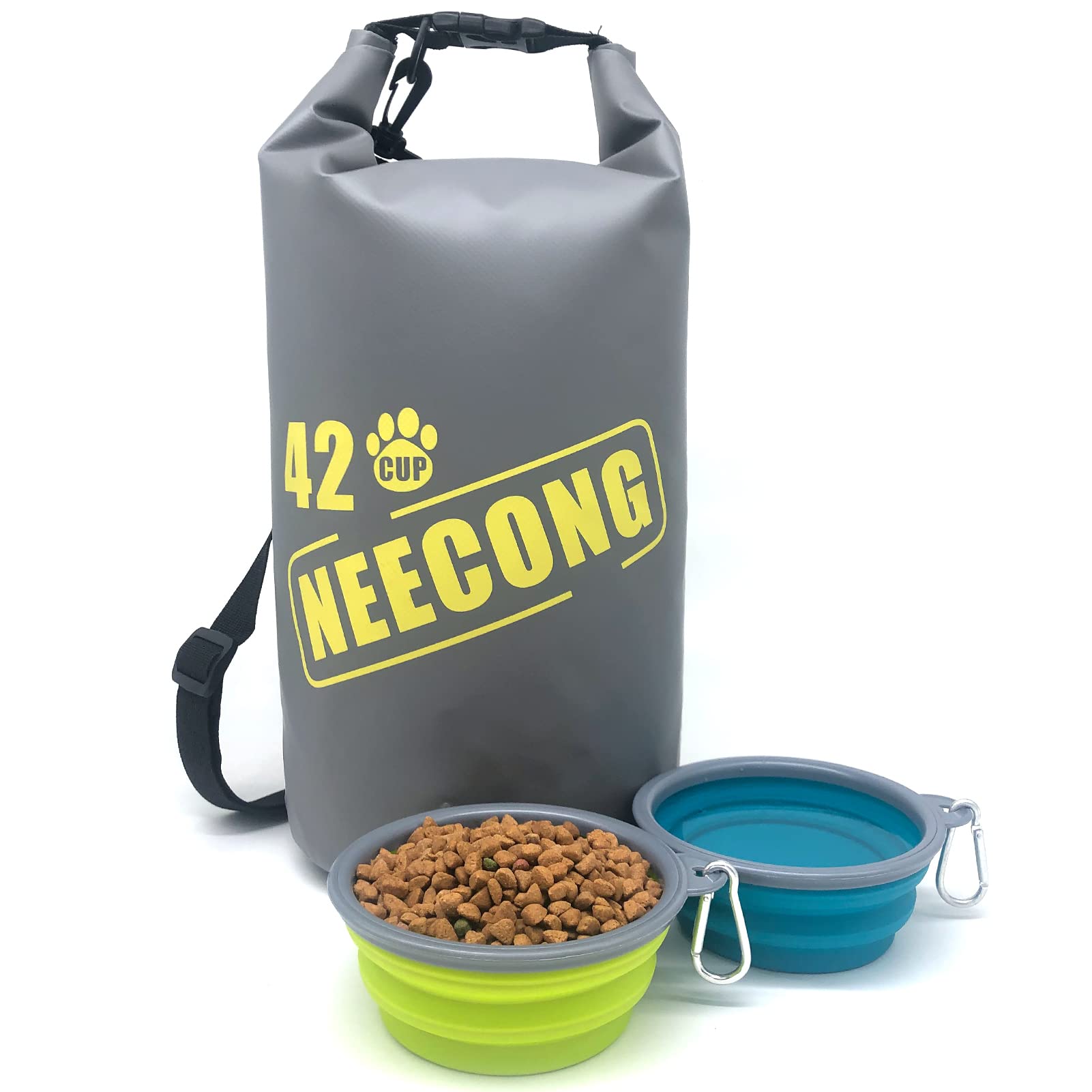 NEECONG Dog Food Travel Bag with Collapsible Dog Travel Bowls, 42 Cup Dog Food Storage System for Camping, Travel and Everyday-1