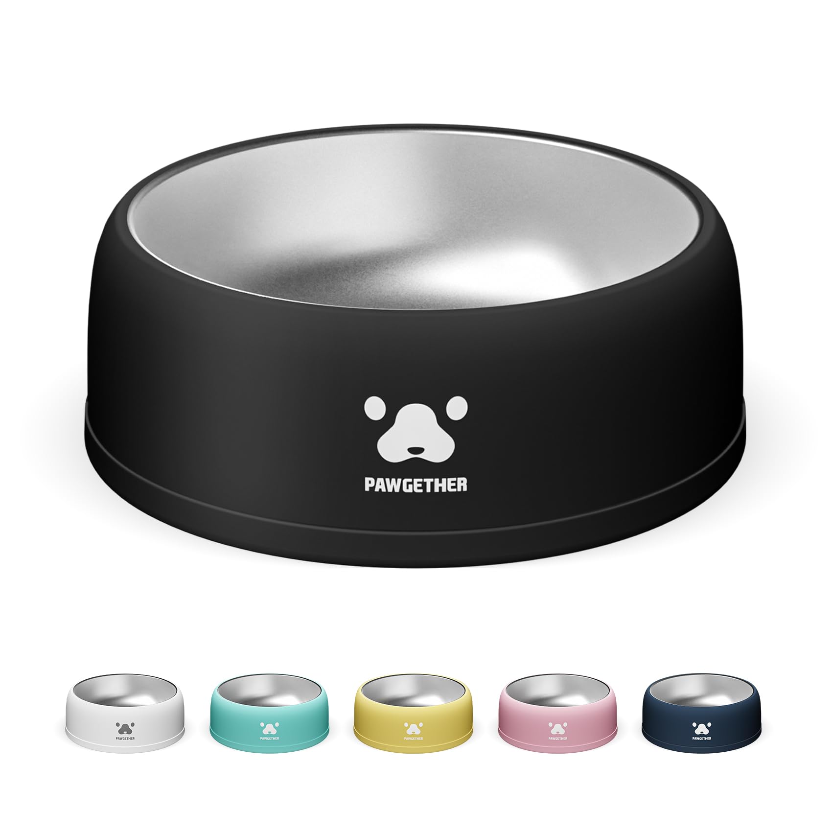 PAWGETHER Stainless Steel Dog Bowls, Dog Food and Water Bowl Non-Slip Easy to Clean Dishwasher Safe for Puppy Small Medium Dogs 