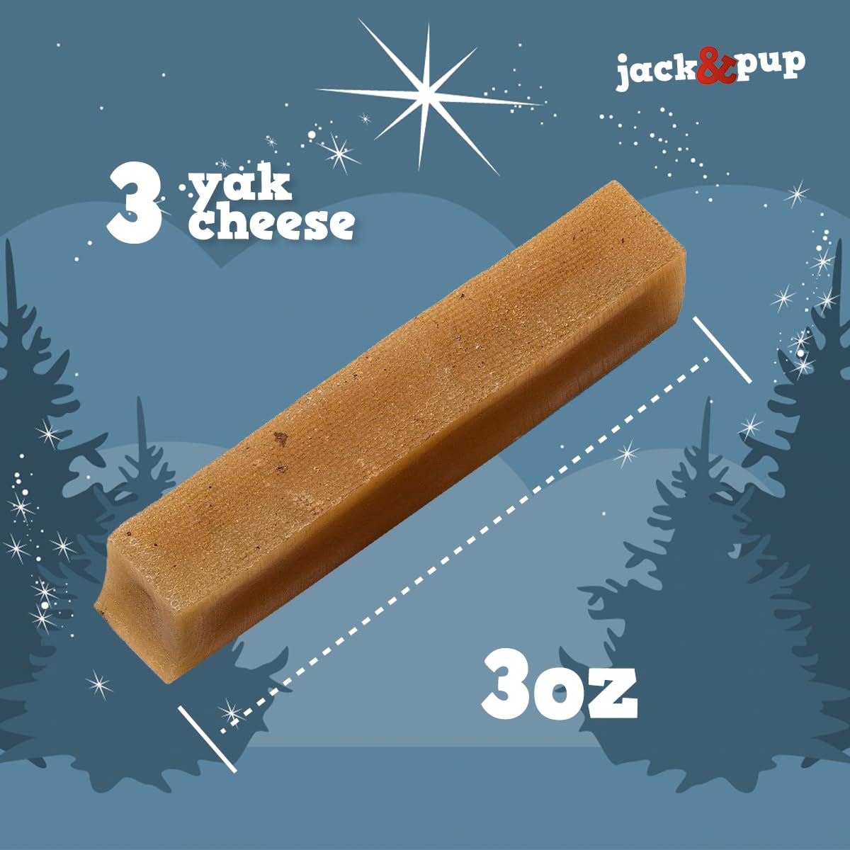 Jack&Pup Yak Cheese Himalayan Dog Chews | Dog Yak Chews for Large Dogs Aggressive Chewers | Hard Yak Cheese Stick (9oz, 3 Pack)