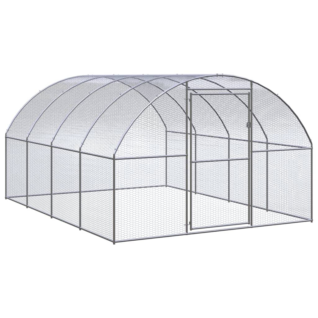 vidaXL Outdoor Chicken Coop 9.8x13.1x6.6 - Galvanized Steel Chicken Cage - Large Coop for Hens, Ducks, and Other Small Animal