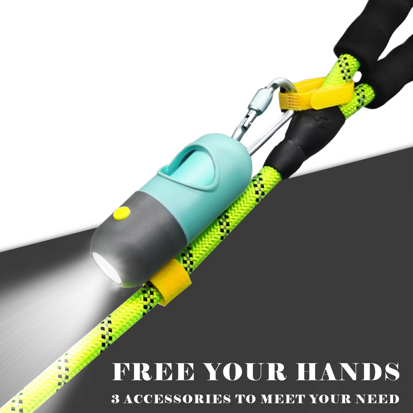 YUCHIYA Dog Poop Bag Dispenser with Flashlight, Leash Clip, Straps, 1 Roll, Acrylic, Crystal Blue