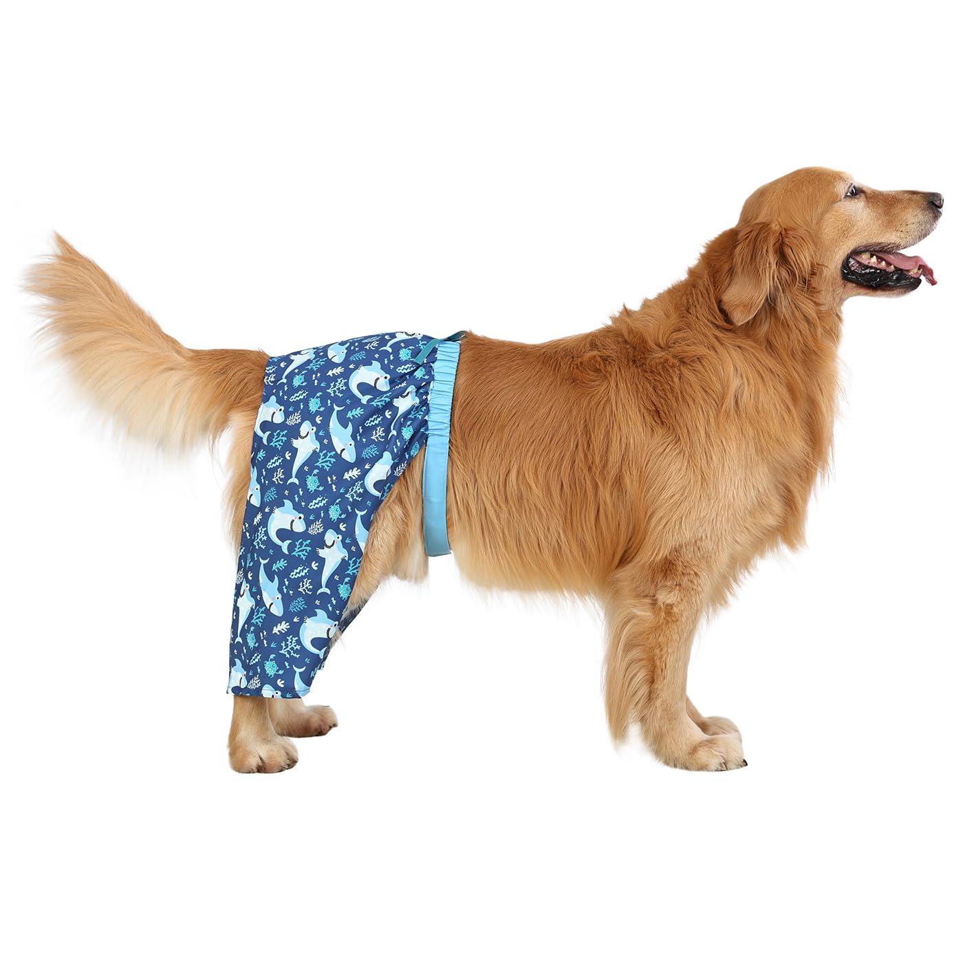 Hde Dog Swim Trunks Hawaiian Board Shorts Beach Pool Swimsuit For Xs To Xxl Dogs Blue Sharks - L