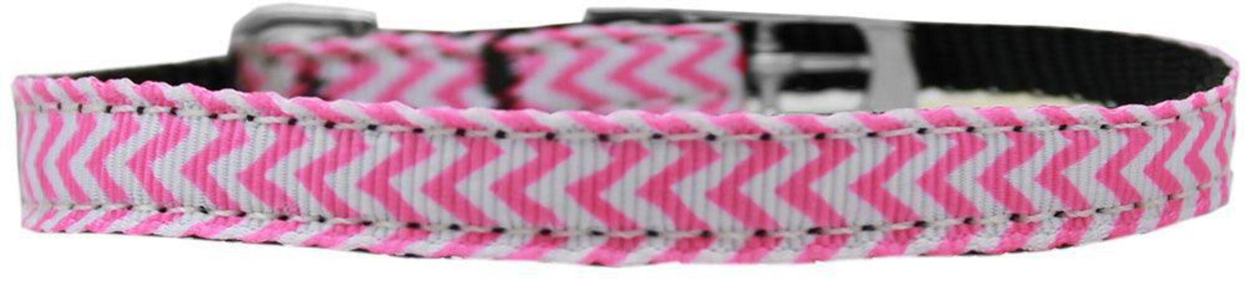 Mirage Pet Products Chevrons Nylon Dog Collar with Classic Buckle, Size 12, Purple