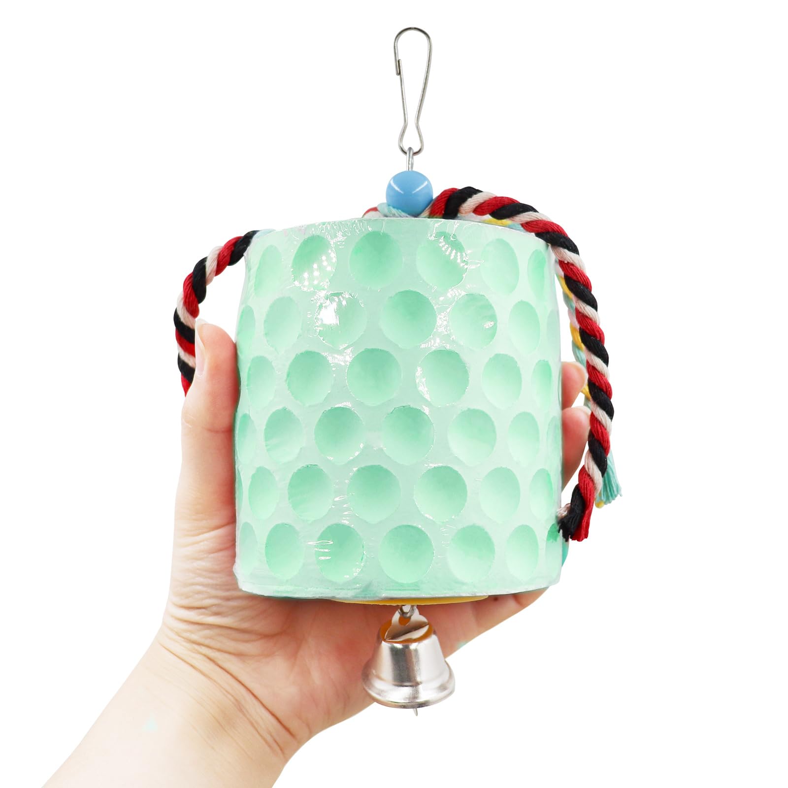 Oooct Extra Large Bird Chewing Toy, Parrot Beak Grinding Calcium Stone With Bells, Bird Cage Accessories, Cage Toys For Cockatie