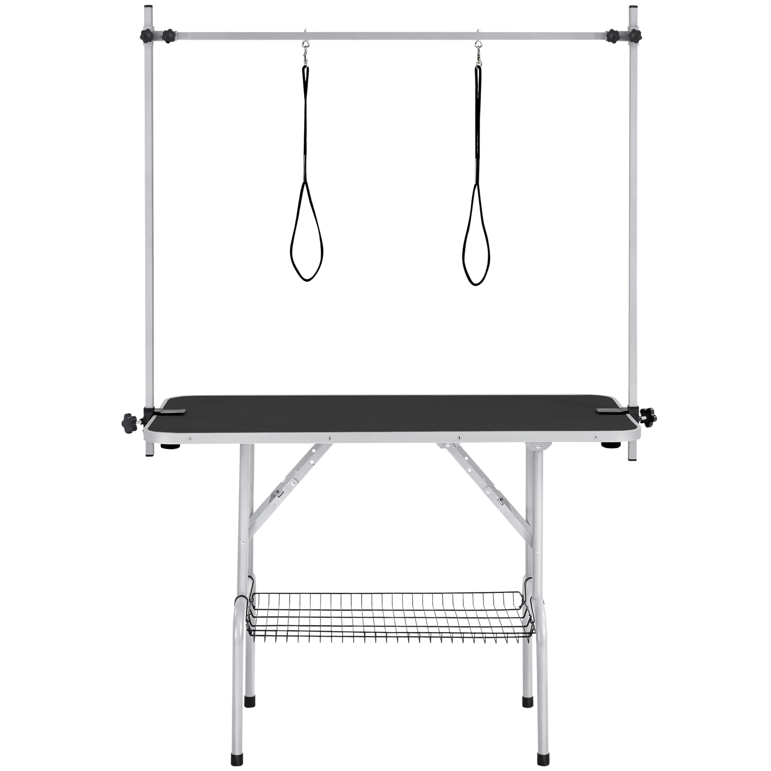 Yaheetech Foldable & Portable Pet Grooming Table For Home - Stainless Steel H-Shape Frame Height Adjustable Pet Beauty Table W/A