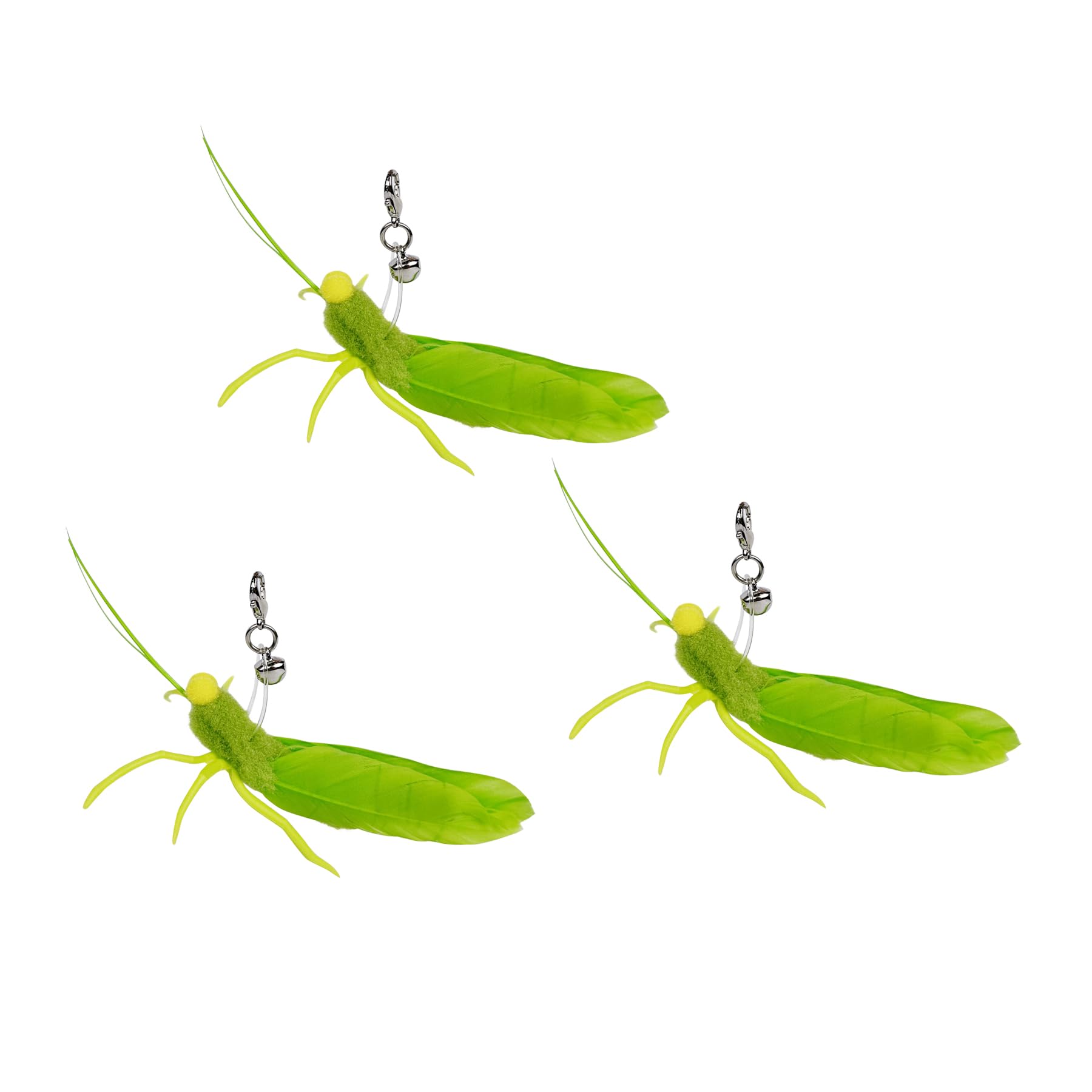 Ttcat Feather Toys, 3 Pcs Simulation Insects Grasshopper Refills, Cat Toys Replacement Feathers For Cat Kitten Wand.