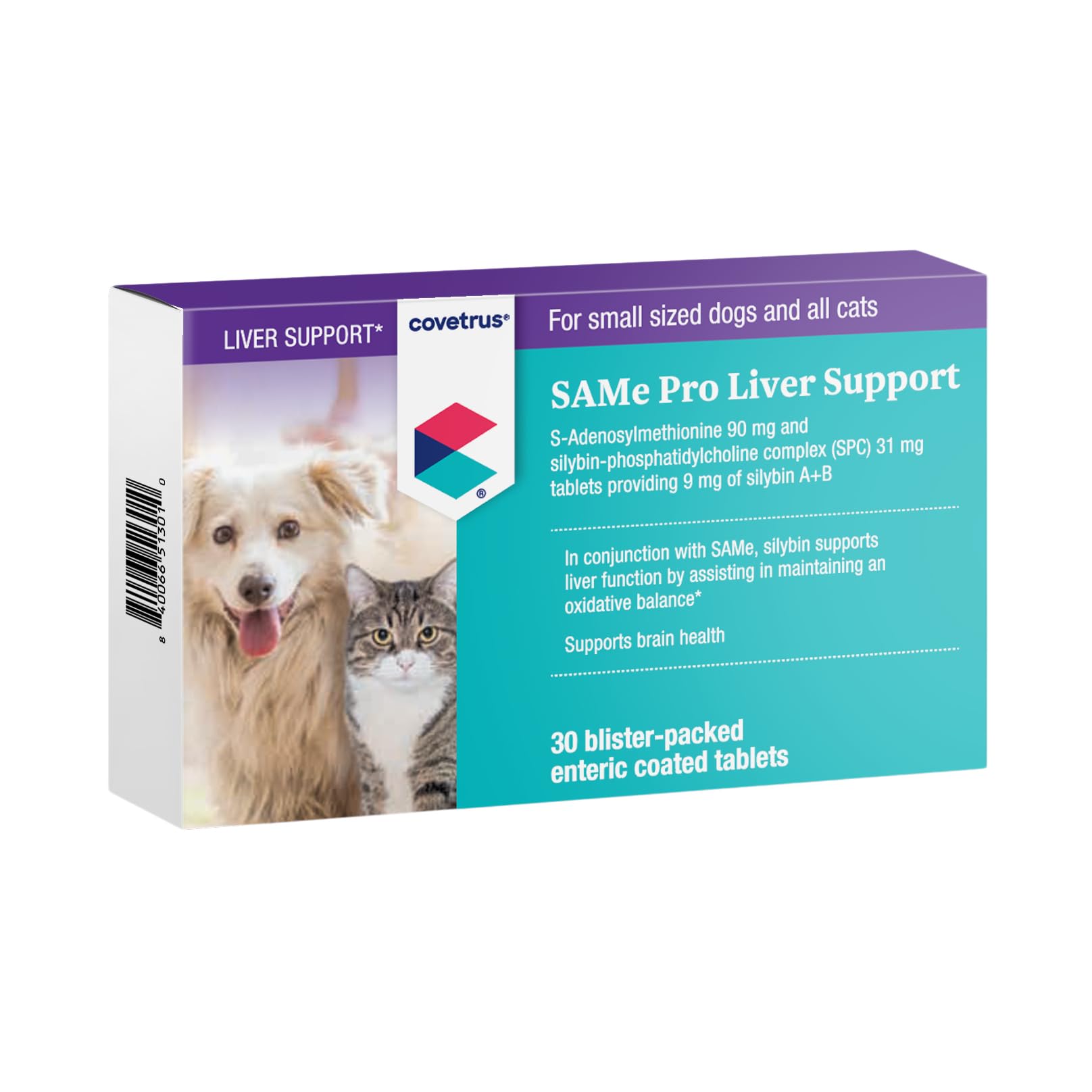 Covetrus Same Pro Liver Support Pet Supplement for Small Dogs and Cats up to 12lb, Purple, 90mg
