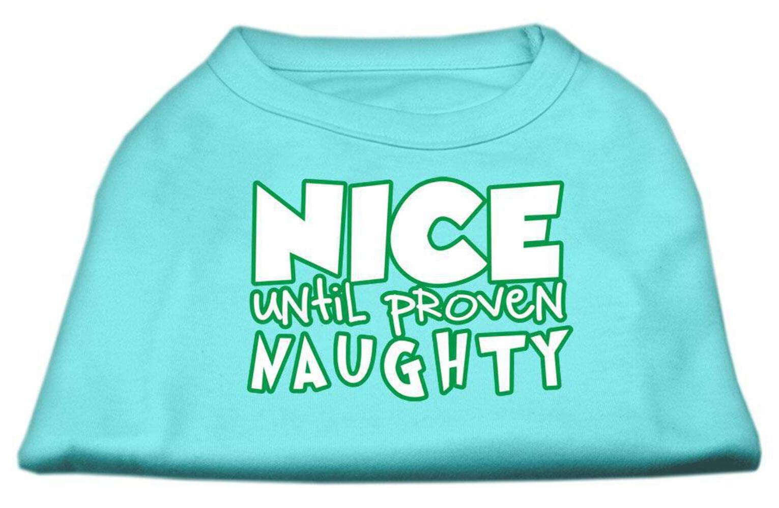 Christmas Pet Dog & Cat Shirt Screen Printed, &quot;Nice Until Proven Naughty&quot; Light Pink 2XL (20-25 lbs.)