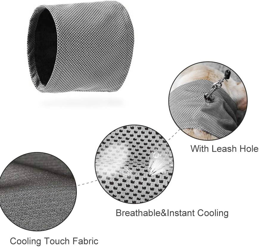 Delifur Dog Instant Cooling Bandana Pet Breathable Scarf Cats Ice Collar For Summer (Grey, M)