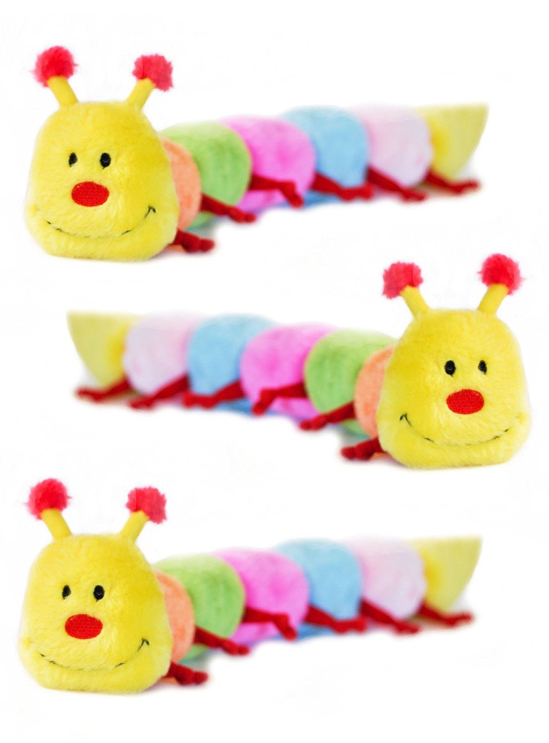 Zippypaws Caterpillar With 6-Squeakers Dog Toy, Large (3 Pack)