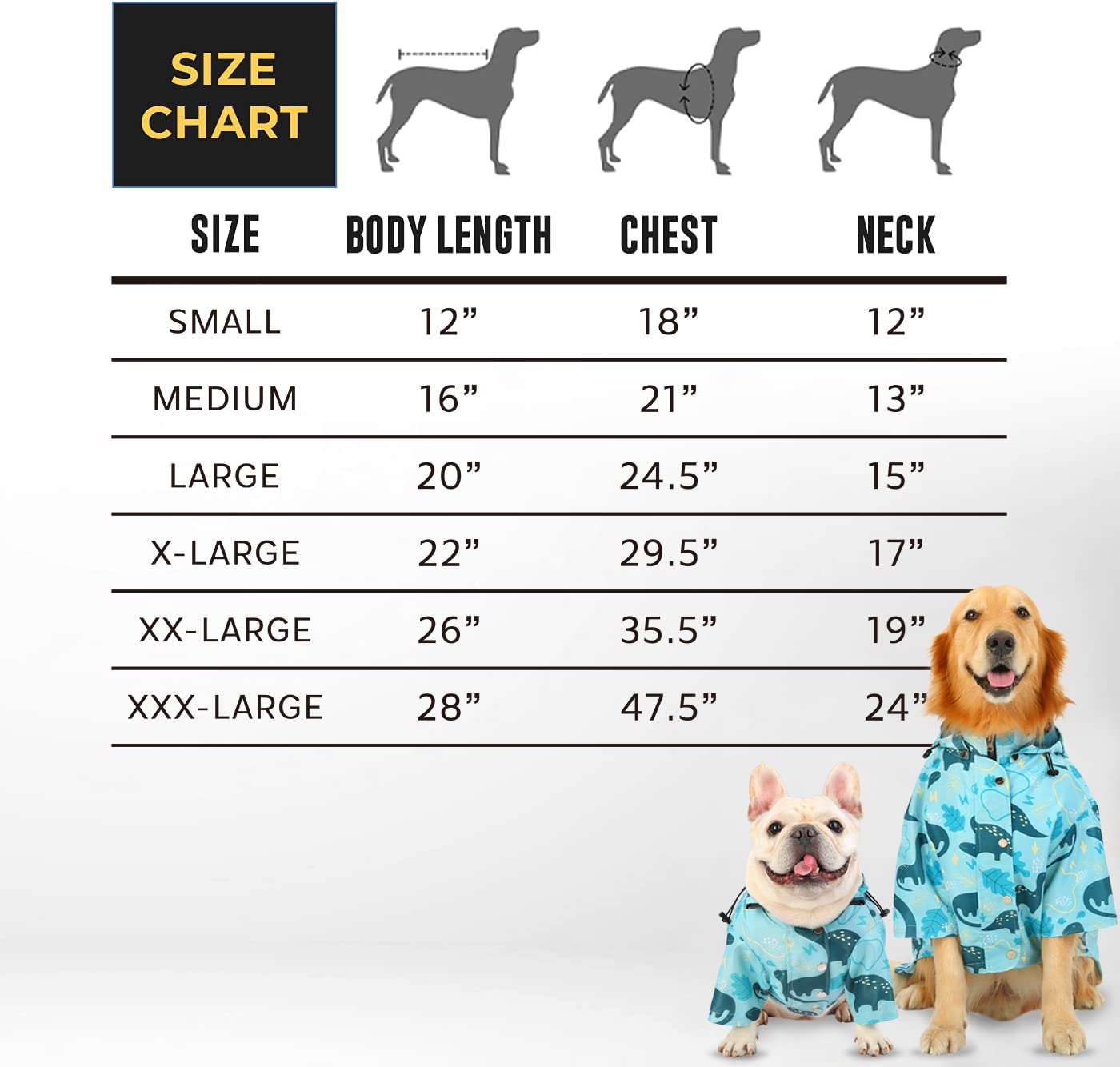 Hde Dog Raincoat Double Layer Zip Rain Jacket With Hood For Small To Large Dogs Dinosaurs - 3Xl