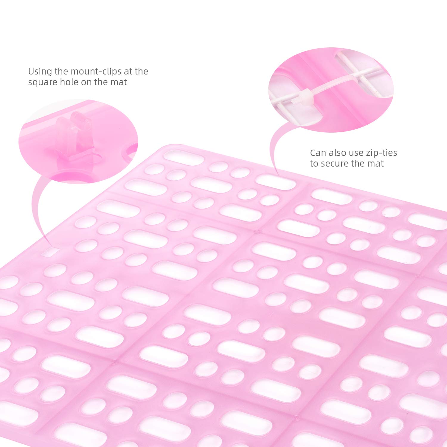 Niteangel 2 Pieces Rabbit Playpen Feet Mats For Cage, Comes With 4 Fixed Tabs (Pink)