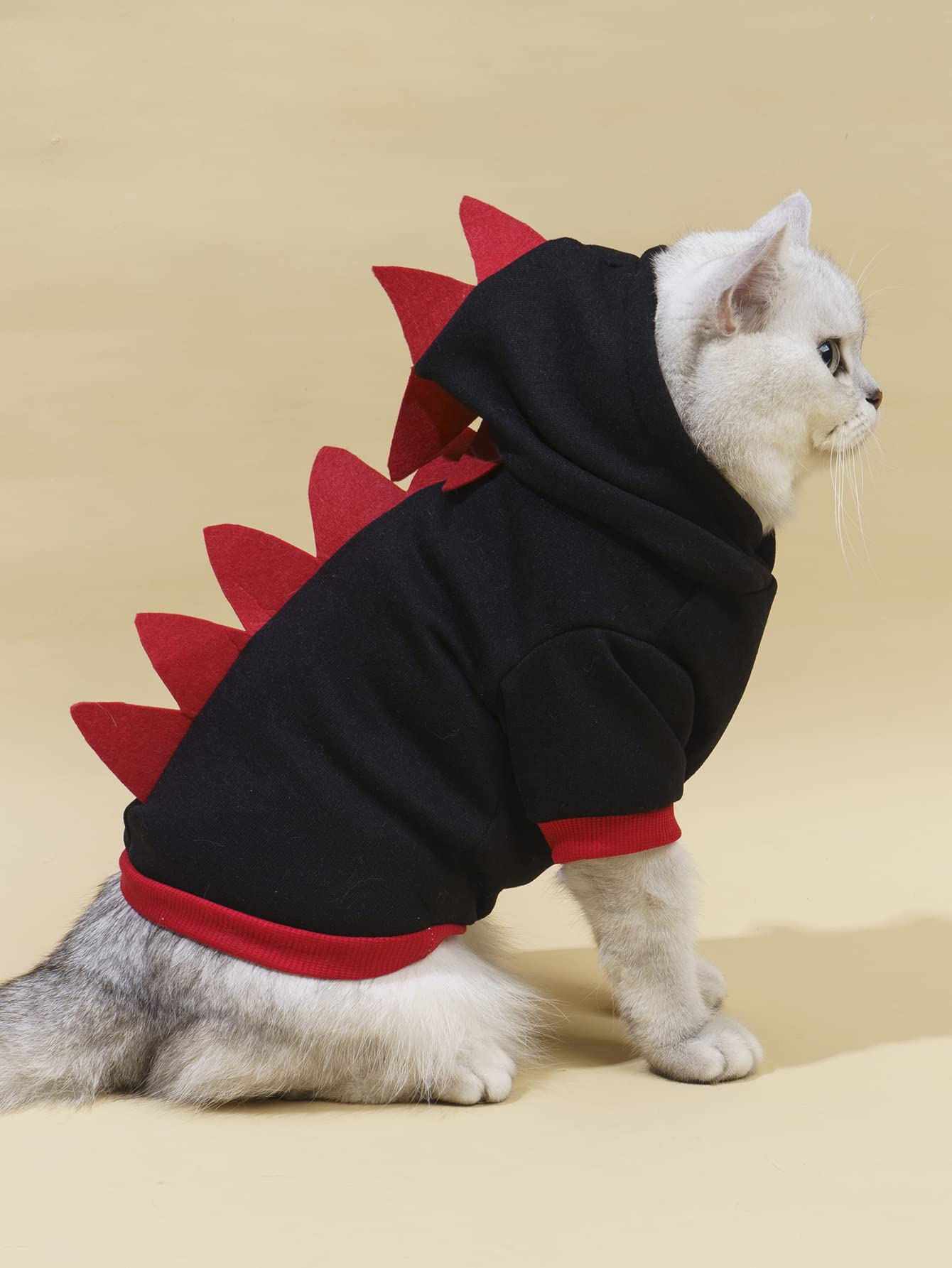 Qwinee Dinosaur Dog Hoodie Dog Warm Jacket Christmas Halloween Dog Costume Dog Clothes For Puppy Kitten Small Medium Dogs Cats Black Xl