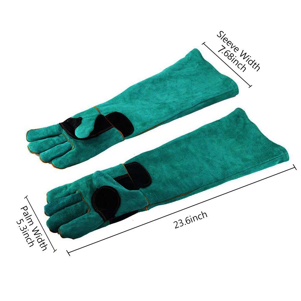 Ybb Animal Handling Anti-Bite/Scratch Gloves For Dog Cat Bird Parrot Pet (Green)