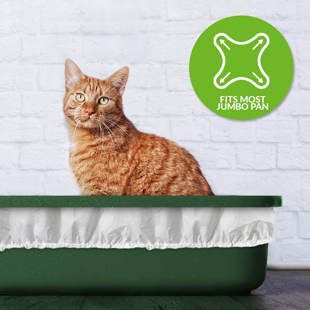 Alfapet Elastic Cat Litter Box Liners - Super Jumbo 5 Count - Tear-Resistant Cat Litter Bags, Waterproof Kitty Litter Liners - Fits Litterbox Pan Sizes X-Giant, Jumbo, 42' X 20' X 2 Mil 30 Lb Capacity