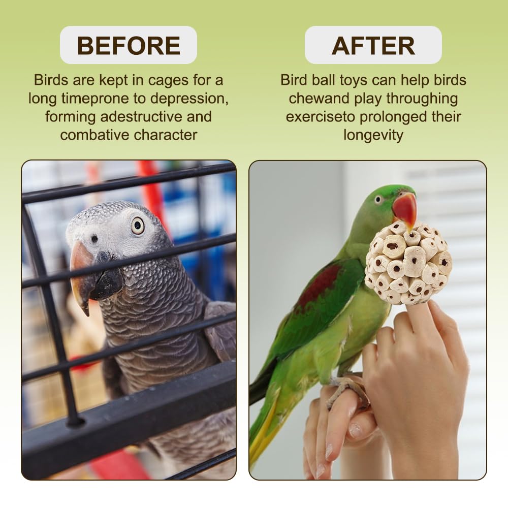 Wqy Groceryshop 7Pcs Bird Toy Large Chewing Balls - Natural Soft Chew Shredding & Foraging Toy For Cockatiel Conure Quaker Parro