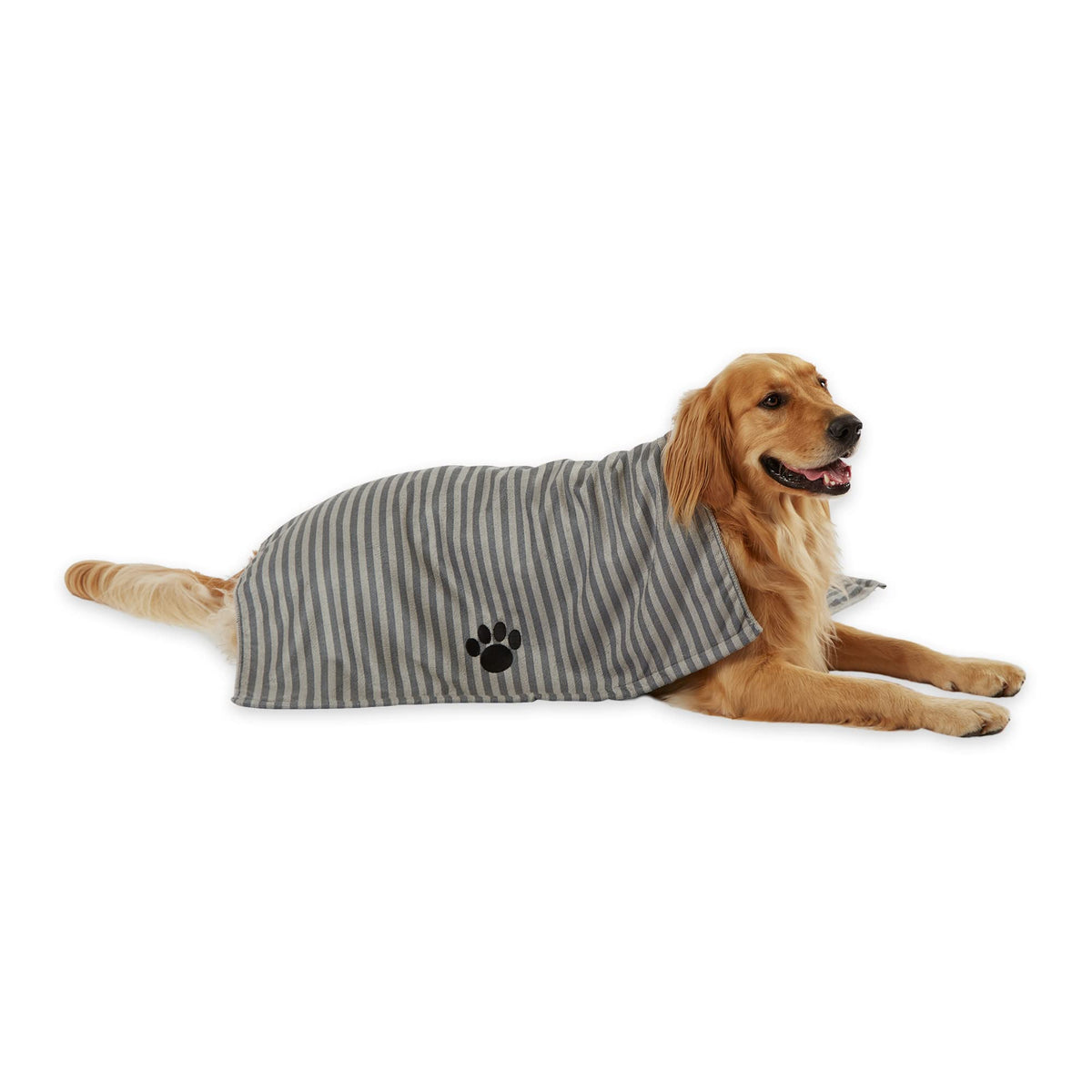 Bone Dry Pet Grooming Towel Collection Absorbent Microfiber X-Large, 41X23.5'', Striped Gray