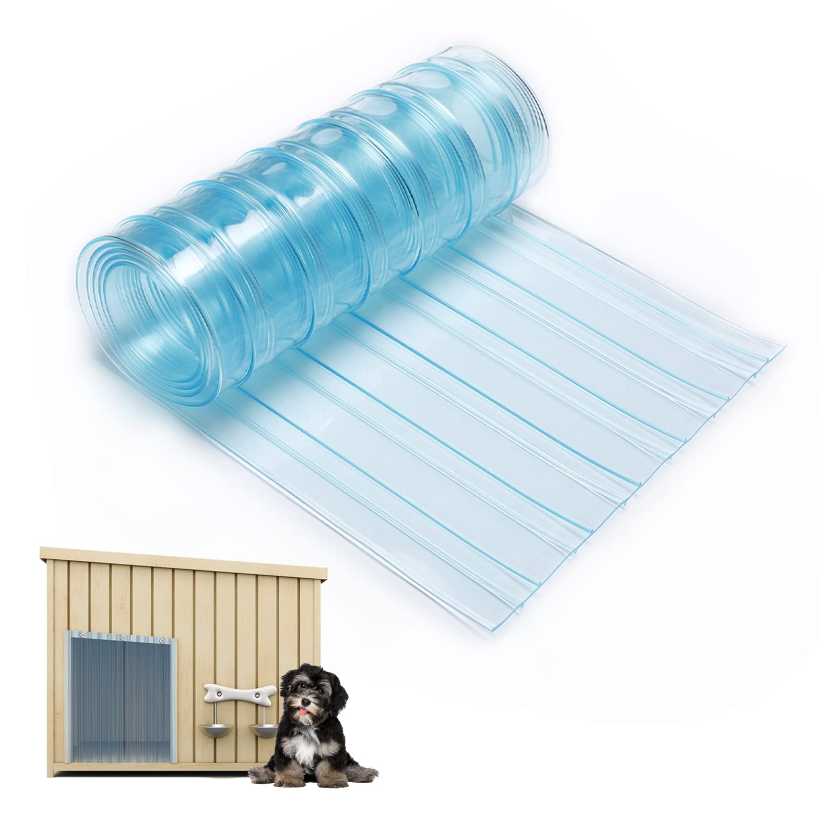 13.7 In X 4.9 Ft Dog Door Replacement Flaps - Safe Plastic Vinyl Strip For Doghouse Entry Pet Door Or Cat Door, Transparent Dog 