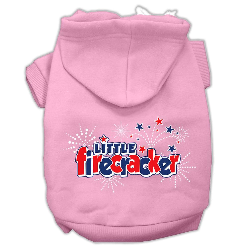 Pet Dog & Cat Hoodie Screen Printed, 'Little Firecracker' Light Pink Xl (14-20 Lbs.)
