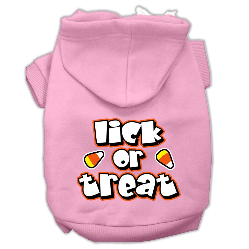 Halloween Pet, Dog & Cat Hoodie Screen Printed, 'Lick Or Treat' Light Pink 2Xl (20-25 Lbs.)