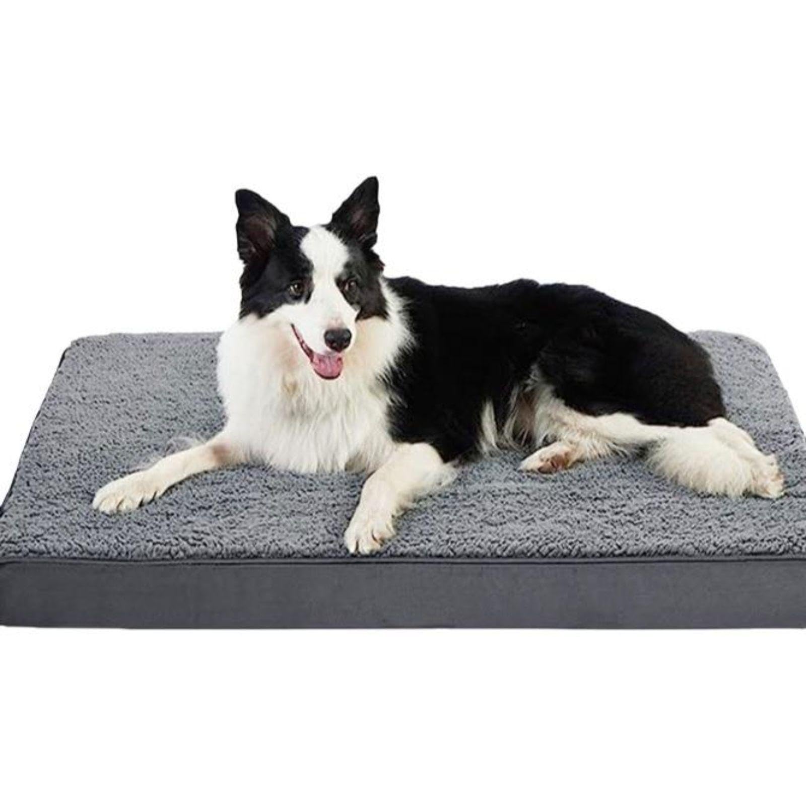 MERISHOPPOrthopedic Dog Bed, Large cleanable Mat for Big Dogs, NonSlip, DoubleSided, Removable Cover Gray 91 * 69 * 7.5cm|Home