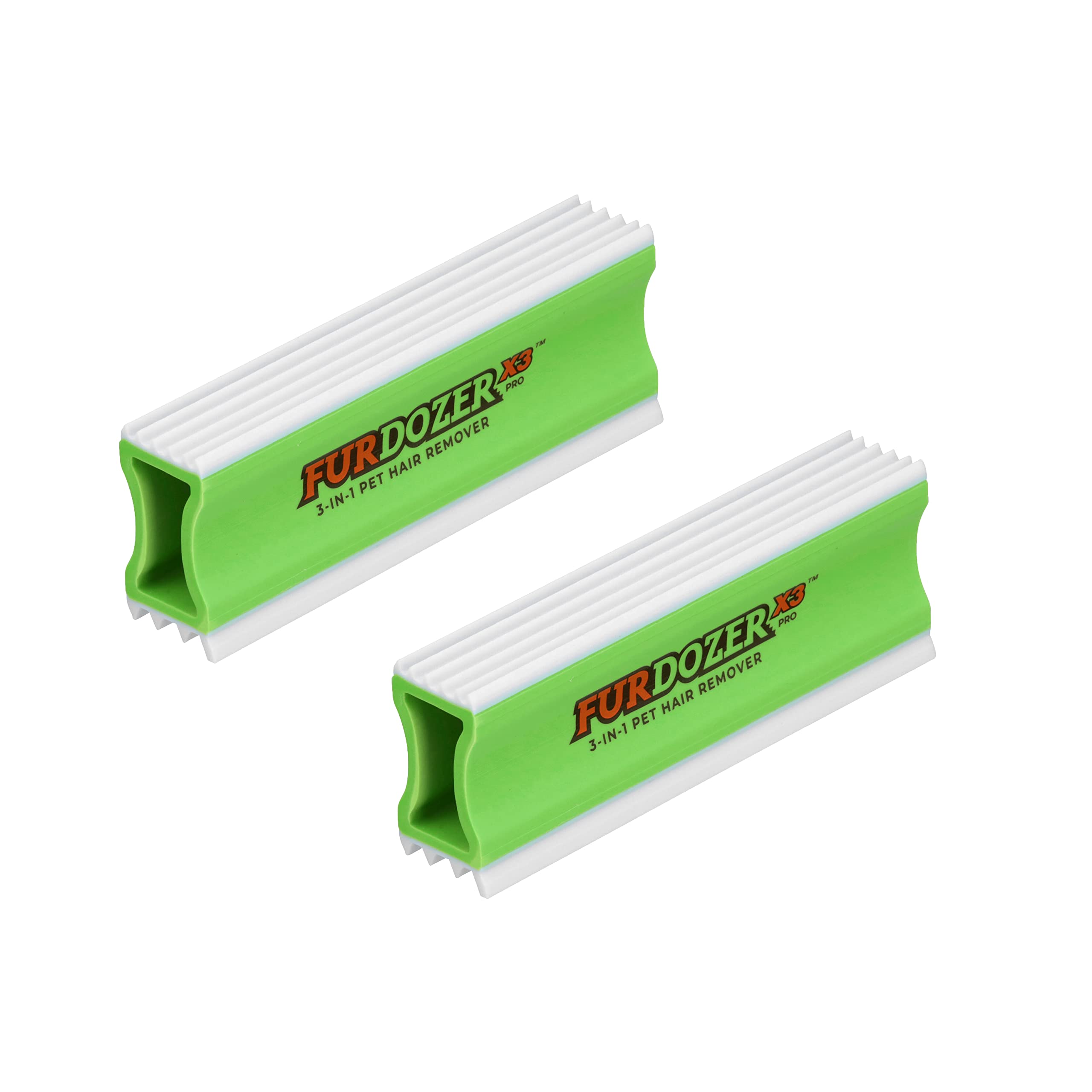 Furdozer X3 Pro Pet Hair Remover & Auto Detailing Tool - Cat & Dog Hair Remover For Carpets, Car Interiors, Couches, Bedding, & Furniture - Reusable Pet Hair Removal Tool For Fur & Lint, 5' (2-Pack)